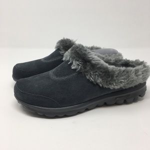 skechers go walk suede clogs